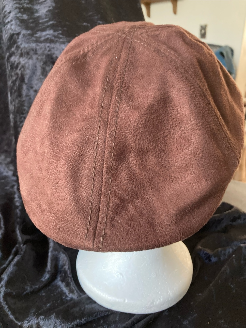 Brown Suede Preppy Newsboy Cap size L/XL